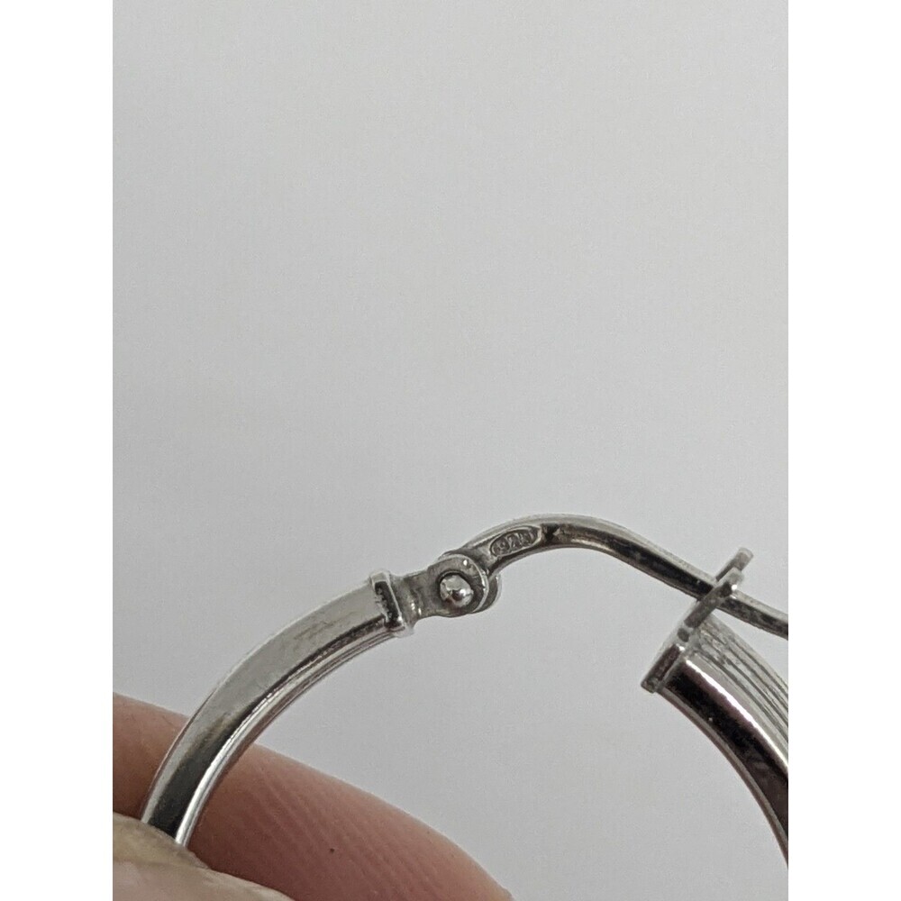 Twisted Hoop Earrings 925 Sterling Silver Grooved Solid 1" Diameter - Picture 7 of 7